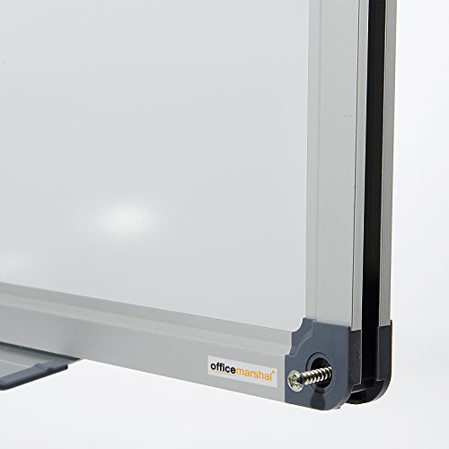 Office Marshal serie Pro - Pizarra blanca  lacado magn  tico  marco de aluminio  blanco  60 x 90 cm