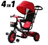 triciclo infantil bebe infantil confort smart gira 360°  All Road Trikes Niños 4 en 1 Trike - Negro y Rojo - Empujar /Pedal Infantil Triciclo Homologación CE