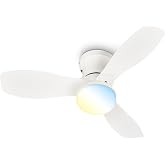 BRILONER - Ceiling Fan with LED Light, Remote Control, Silent DC Motor with 3 Speeds, CCT and Dimmable Light, Retractable Bla