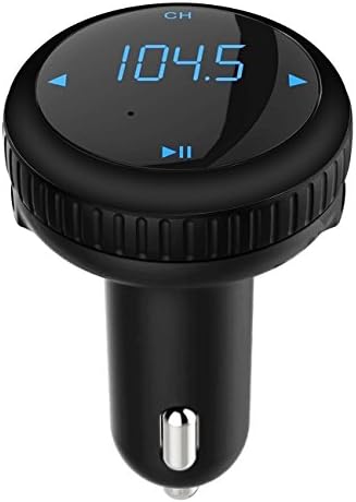Wireless In-Car Bluetooth FM Transmitter &amp; Car Charger,Radio Adapter Hands-Free Car Kit, Car MP3 Player with Dual USB Port Supports SD Card - Black