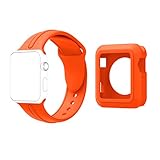 TOPsic Kompatibel mit iWatch Armband 38/42mm, Sport Armbanduhr Silikon Armband Ersatzarmband Armband für iWatch Armband 38/42mm Series 1/2 / 3, Sport, Edition (38mm, Orange+)