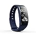 Produktbild Fitness Armbänder,OUDEKAY Fitness Trackers Smart Armbänder mit Herzfrequenz Monitor Aktivitätstracker Sport Armbanduhr Schrittzähler IP67 Wasserdicht Uhr mit Herzfrequenzmonitor/ Schlafmonitor/ GPS Routenverfolgung/ Kalorienzähler/ Alarme/ Anruf SMS Whatsapp Vibration/ Kameraaufnahme für Android iOS Smartphone iPhone X 8 7 6s 6 Plus Samsung Galaxy S8 S6 Edge Huawei P9 usw(Dunkelblau)