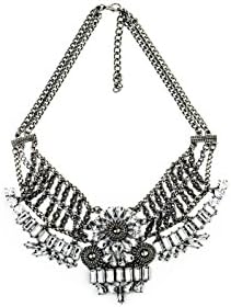 Necklace Women Statement Charm Fashion Pendant Chain Hot Womens Jewelry Fashion (ARMOUR INSPIRED SILVER NECKLACE WITH CRYSTAL)