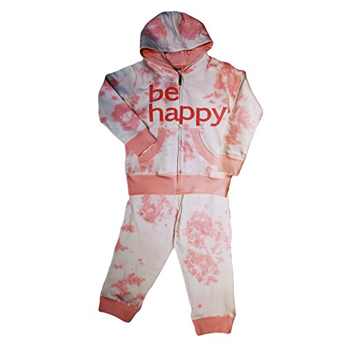 Be Happy Baby Girls Hooded Sweat Suit in Pink Tie Dye 2 Years