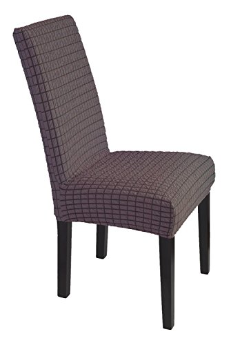 SCHEFFLER-HOME Nelly Stuhlhusse 1 Stück, Stretch-Stuhlbezug elastische moderne Husse, Dekoration Stuhl-Abdeckung aus Elastik-Stoff mit Gummiband für universelle Passform, bi-elastic Spannbezug, elegant und weich – Grau - 2