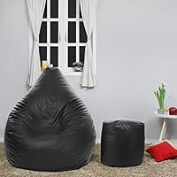 Dr Smith Filled Bean Bag with Footstool (XXL) Size Black