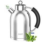Wasserkocher Edelstahl ASCOT BPA frei Retro 1.6L 3000W Kettle Teekocher, Lebensmittelqualität Material Schneller Heizung Wasserkessel,Trockengehschutz automatische Abschaltung