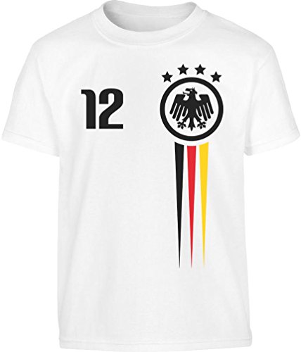 Deutsche Nationalmannschaft Fantrikot WM 2018 Kleinkind Kinder T-Shirt – Gr. 86-128 104 (3-4J) Weiß