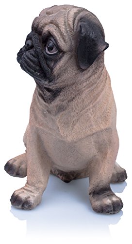 VENKON – Dekorative Spardose für alle Hundefreunde: „Banker auf vier Pfoten“ im sehr realistischen Mops Design – Höhe: ca. 20cm - 5
