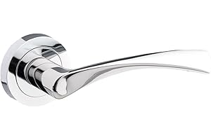 Designer Levers - Marvel Lever on Rose Door Handle - Contemporary Design- Polished Chrome - 1 Pair - Fixings Included - Interior Use