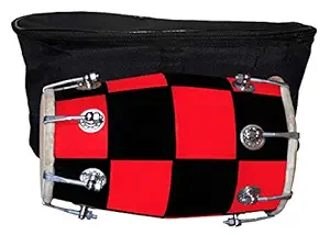 GT manufacturers Wooden Musical Instrument Baby Dholak Drum Nuts & Bolt With Cover Design15 (Red Colour)