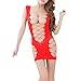 Produktbild VENMO Frauen Fischnetz Babydoll Minikleid Unterwäsche Intime Nachtwäsche Tops Negligee Push-up Nachtwäsche Erotik Unterwäsche Lingerie Bademantel Transparente Reizwäsche Dessous-Sets (Sexy Red)