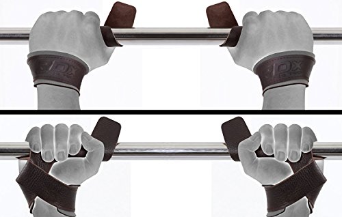 RDX Leder Zughilfen Bodybuilding Handgelenkbandage Krafttraining Fitness Gewichtheben Klimmzughaken Straps - 2