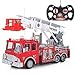 Price comparison product image Prextex 13'' Rescue R/C Fire Engine Truck Remote Control Fire Truck Best Toy for Boys and Girls with Lights Siren and Extending Ladder
