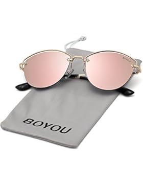 BOYOU Sonnebrille Fashion Mirrored Metal Frame Women Sunglasses Reflektierende Spiegel Objektiv