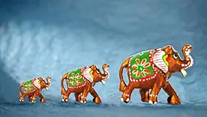 DreamKraft Handcrafted Showpiece Elephant (Multicolor, Set of 3)