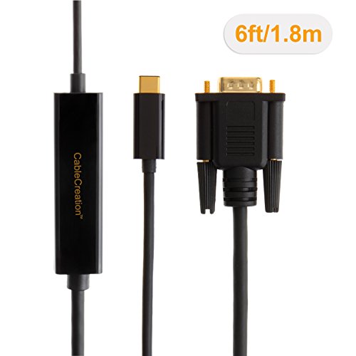 CableCreation 6ft USB Typ C (USB-C) zu VGA Stecker auf Stecker Kabel (DP Alt-Modus), für Apple das neue MacBook / Chromebook Pixel / Dell XPS 13 / Yoga 900 / Asus Zen AIO / Lumia 950 / 950XL, 6 ft / 1,83 M Schwarz Farbe - 2