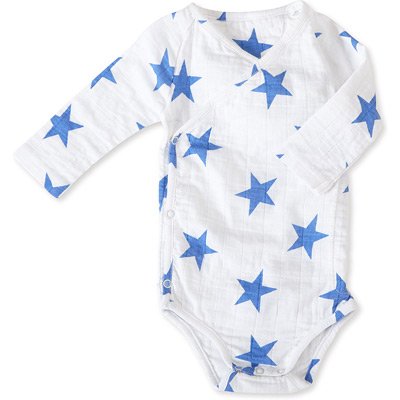 aden + anais Kimono Body Suit (0 to 3 Months, Long Sleeve, Medium, Ultramarine Star)