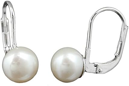 EARRINGS, LEVERBACK, PEARL, SILVER 925, NEW