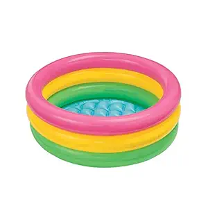 SVShoperzone Baby Pool Bath Water Tub for Kids Soft Inflatable Kid's, 2ft 1-2-3 Years 2 Feet Kid s Swimming Tub, Sunset for Round Stripped Children Bathtub Swim Tubs Outdoor & Indoor Bathing Multi-colour (2 FT)