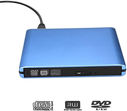 Emmaky USB 3.0 External CD DVD Burner Drive Aluminium CD-RW / DVD-RW Player/Writer/Burner for Apple MacBook, Laptops, Desktops, Notebooks Support Windows 10 Blue