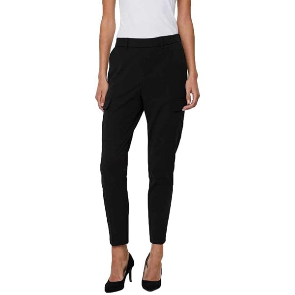 VERO MODA Womens High Waisted Cigarette Trousers Med Grey Mlng S :  Amazon.co.uk: Fashion