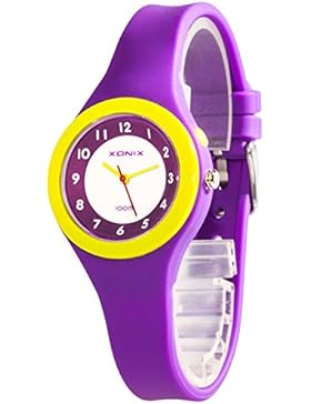 Schlichte analoge XONIX Armbanduhr für Damen Kinder Licht WR100m, A34J8F9/5