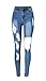 Produktbild iRachel Damen Jeans Hose Skinny Röhrenjeans Bleistifthose Hose Denim Dünn Ripped Loch Bleistift Hose Blau 36
