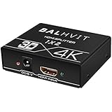 Balhvit HDMI Splitter, 4K 3D HDMI Verteiler 1 Eingang und 2 Ausgänge, HDMI Umschalter Automatisch Multi Display 1 input to 2 Output HDMI Switch 1 auf 2 für HDTV/ Blu-Ray player/ DVD/ DVR/ Xbox usw.