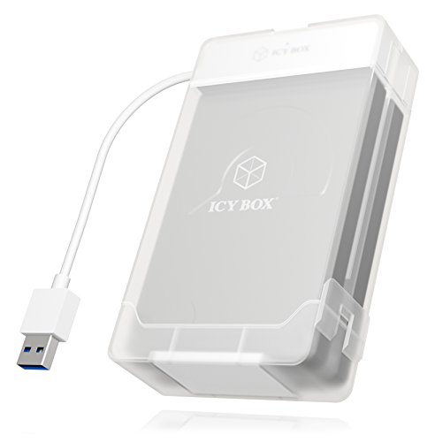 Icy Box IB-AC7032-U3 USB 3.0 Adapter für 2,5 Zoll SATA Festplatten und SSDs inkl. Doppel-Schutzbox, SATA III, UASP, weiß - 7