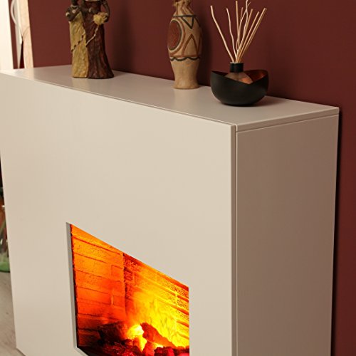 Elektrokamin Brandenburg brillantweiß mit Steinrückwand von Albero