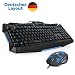 Produktbild Gaming Tastatur und Maus Set, (2in1) – blaue Hintergrundbeleuchtung, deutsches QWERTZ Layout für PC USB – deutsche Marke Gamioso / von Gamer für Gamer