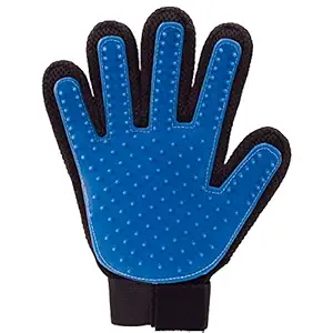 MOHAK True Touch Animal Massage Hair Removal Dog Grooming Shedding Brush Gloves (Multicolor)