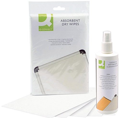 Q Connect Whiteboard Reinigungsset | Whiteboard-Reinigungstücher mit Whiteboard-Reinigungsflüssigkeit [250 ml] zur Grundreinigung von Schreib- und Planungstafeln - 2
