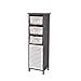 Rebecca srl Cabinet Forniture Storage 3 Wicker Baskets Grey White Vintage French style Bathroom House (Cod. 0-3175) ...
