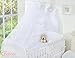 NEW & BEAUTIFUL LARGE WHITE CANOPY / MOSQUITO NET / DRAPE WITH decorative BOW & HEARTS + HOLDER TO FIT BABY COT OR COT BED