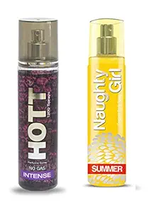 HOTT Mens INTENSE & Naughty Girl Women SUMMER- (Set of 2 Perfume for Couple) (135ml each)