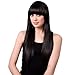 Bigood 65cm Fashion Natural Smooth Party Neat bang Black Long Straight Wig