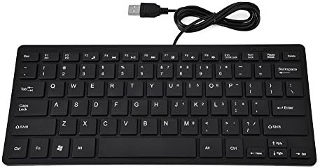 Richer-R 78 Keys Ultra-Thin Mini USB Wired Keyboard for Desktop Computer Laptop (Black)