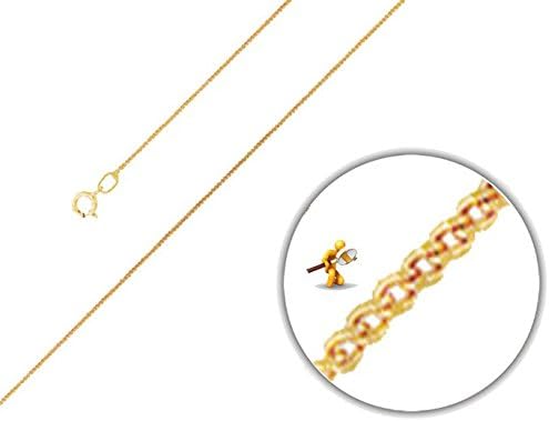 LaKama 18ct Gold, Lightest Weight Curb Link Chain Necklace, diamond-cut on two sides 16”/40cm-18”/45cm-20”/50cm (50)