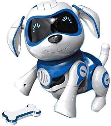 RCTecnic Robot Dog for Kids ROCK Interactive Toy Puppy with Emotions and Movement, Bark and Play with Your Bone, Rechargeable Battery and Very Sturdy and Fun USB Cable (Blue)