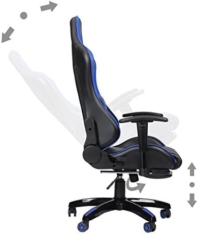 Hehilark Gaming Chair, Ergonomic Multi-Fuctional High-back Swivel Office Desk RecliningChair with Reclining Lumbar Support and Extendable Foot Rest (Blue)