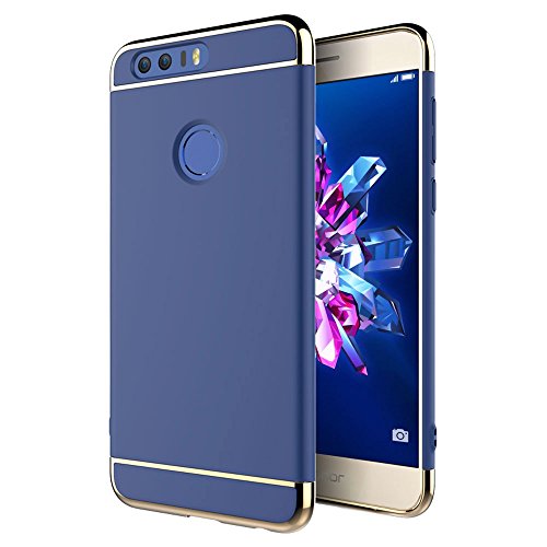 funda Huawei Honor 8 cover   Leathlux Ultra Delgado Anti-Ara  azos Protecci  n Duro Carcasa Enchapado protectora de parachoques trasero 3 En 1 case para Huawei Honor 8 5 2   Azul 