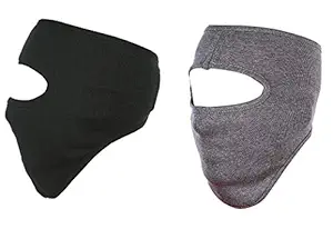 Gajraj Unisex Cotton Anti Pollution Full Face Mask - Pack of 2 (Black & Grey)