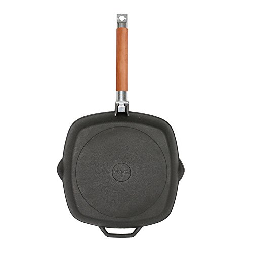 Gusseisen Grillpfanne mit Druckdeckel Bratpfanne mit abnehmbaren Griff 24x 24cm - 4