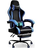 SONGMICS - Ergonomische Gamingstoel - Bureaustoel - Met Telescopische Voetensteun Verstelbare Hoofdsteun Lendensteun Maximale Belasting 150 Kg