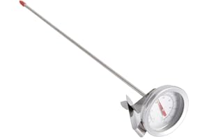 DEWIN Thermomètre pour Brassage, Thermomètre à cadran avec sonde longue et clip, acier inoxydable pour barbecue, huile, bière, vin