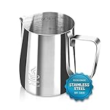 🥛 Seguro y duradero: acero inoxidable 304 de grado alimenticio de alto grado (acero inoxidable 18/8), material sano, adecuado para cualquier tipo de líquido, nunca se oxida, boca de copa redonda, no corta las manos, fácil de limpiar. Se puede lavar en el lavavajillas.