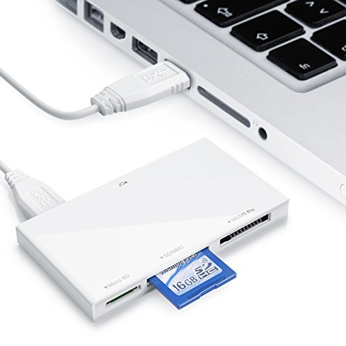CSL – USB 3.0 All in One Cardreader extern | parallele Auslesung von mehreren Speicherkarten | externer mini Multi Kartenlesegerät im slim Design | bis zu 5 Gbps | für MicroSD / SD / MMC / rs MMC / MS / MS Duo / CF / CF II | Neues Modell | weiß - 3