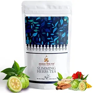 HINDUSVEDA TEA- Slimming Tea For Weight Loss & Detox (100 g-50 cups), Whole Leaf Green Tea For Weight Loss Fast With Garcinia Cambogia, Lemongrass, Ginger, Cinnamon, Turmeric & Senna Leaf |100 % Loose Leaf Herbal Weight Loss Tea With 0% Bitterness Burn Belly Fat Extra